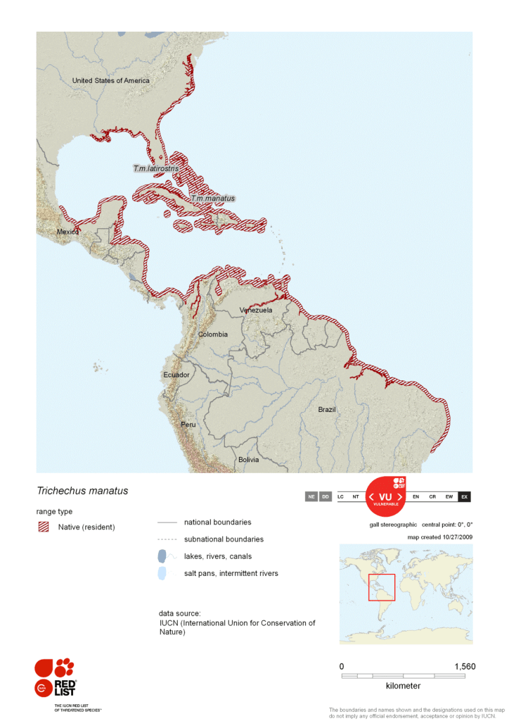 Figure 2: Range of the Florida Manatee.